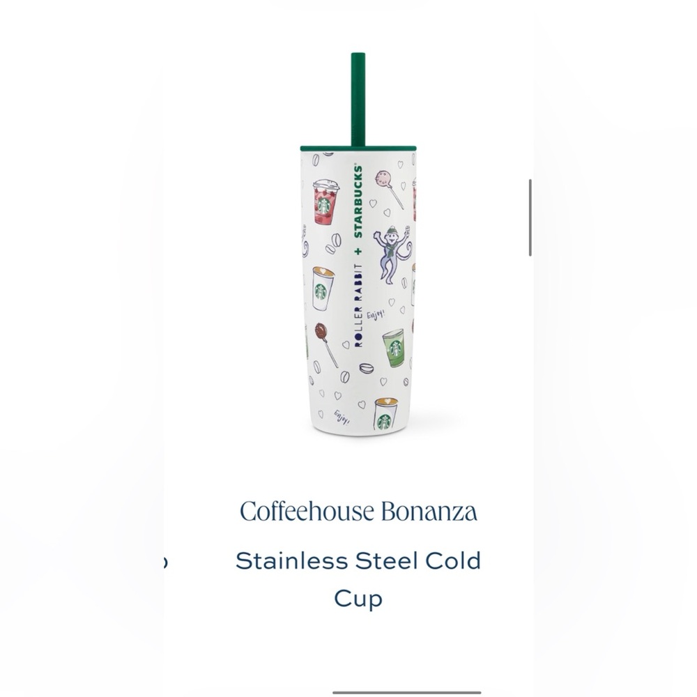Roller Rabbit White and Green Cold Cup
